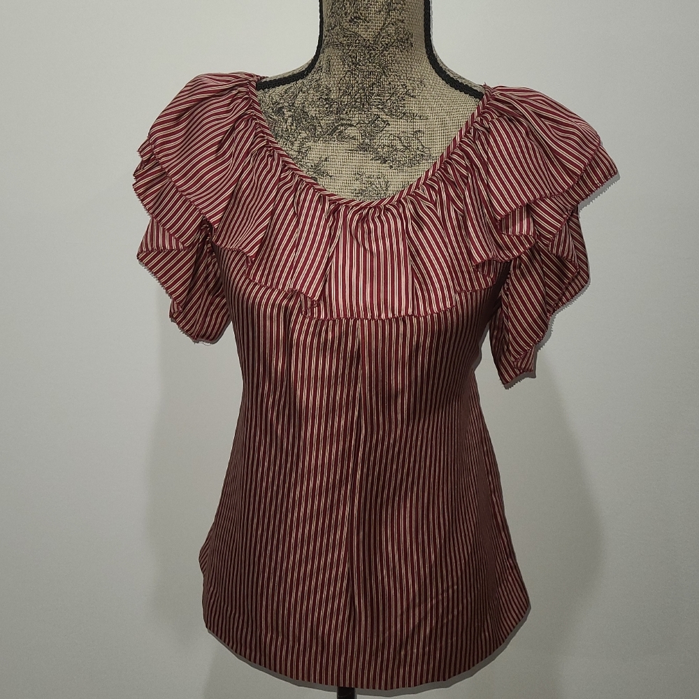 BCBGMaxAzria Ruffle Tie Back Top Size M